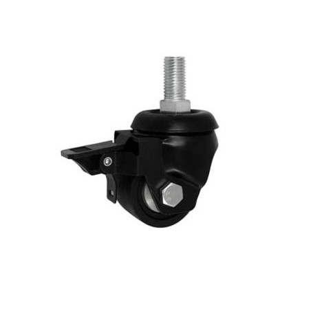 Koło fi. 50 mm poliamiowe czarne, skrętne z hamuclem i z trzpieniem M16, N: 300kg / M54BNWH*M16