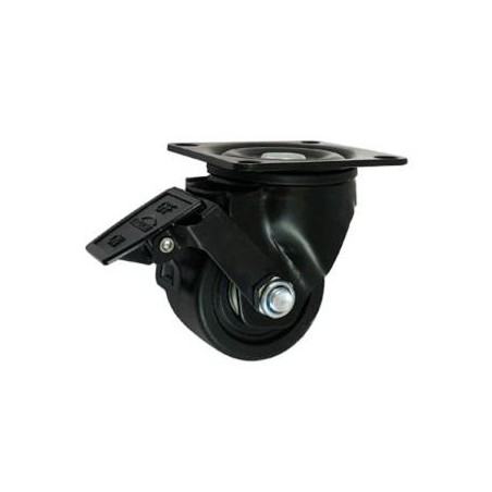 Koło fi. 75 mm poliamiowe czarne, skrętne z hamuclem, N: 600kg /M72BNWH