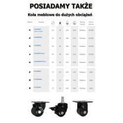 Koło fi. 75 mm poliamiowe czarne, skrętne z hamuclem, N: 600kg /M72BNWH