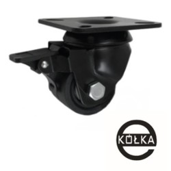 Koło fi. 50 mm poliamiowe czarne, skrętne z hamulcem, N: 300kg / M52BNWH