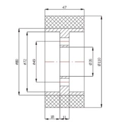 Rolka do posuwu fi. 110 mm, szer. 47 mm / RMP-110-47/35