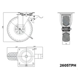Koło fi. 260mm piankowe, skrętne z hamulcem, N: 100kg / 2605TPSH