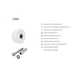 Koło fi. 125 mm tworzywowe + zestaw montażowy, N: 450kg / 21BN