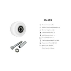 Koło fi. 80 mm tworzywowe + zestaw montażowy, N: 400kg  /  2BN