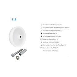 Koło fi. 125 mm tworzywowe + zestaw montażowy, N: 250kg / 21B