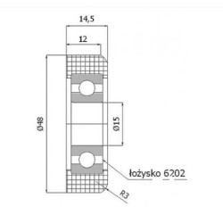 Rolka fi. 48 mm tworzywowa z łożyskiem, do bram / R-48