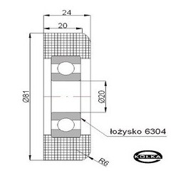 Rolka fi. 81 mm tworzywowa ułożyskowana, do bram / R-81