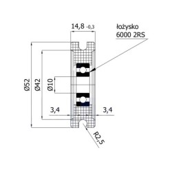 Rolka fi. 52mm 5Ł tworzywowa profilowana z łożyskiem / C52/5Ł