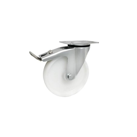 Koło fi. 200 mm tworzywowe, obudowa skrętna z ham, N: 350kg / 65BW9H