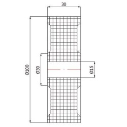 Koło fi. 100 mm tworzywowe , otwór 15mm, N: 150kg  / RB-100