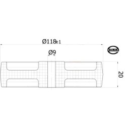 Koło fi. 118 mm tworzywowe , otwór 12mm,  N: 150kg  / 118B