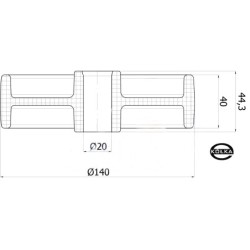 Koło fi. 140 mm tworzywowe , otwór 20mm, N: 150kg / 39B/20