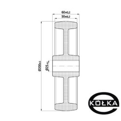 Koło fi. 200 mm tworzywowe , otwór 25mm, N: 350kg  / 69BZ/25