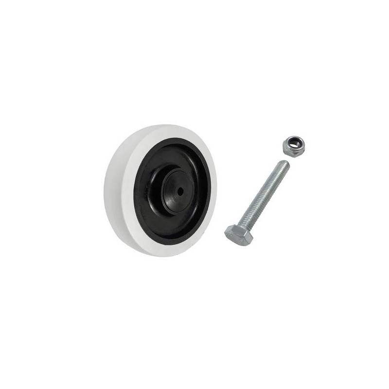 Koło fi. 125 mm, otwór 8mm  N: 80kg tworzywowo–gumowe ze śrubą / M125TŁ