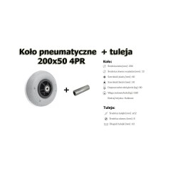 Koło pneumatyczne fi. 200 mm+Tuleja / 200ŁS_T12-62,8