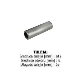 Tuleja montażowa d=12mm, otwór 8mm, dł. 62mm / T12-62/8