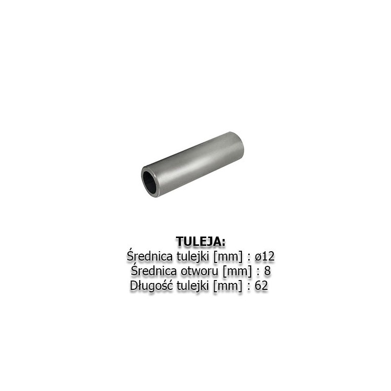 Tuleja montażowa d=12mm, otwór 8mm, dł. 62mm / T12-62/8