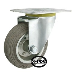 Koło fi. 100 mm metalowo-gumowe , skrętne N: 70kg szare / 12LS