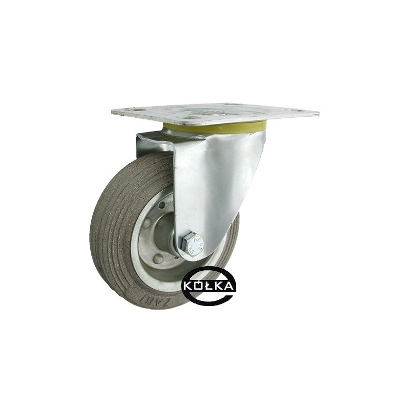 Koło fi. 100 mm metalowo-gumowe , skrętne N: 70kg szare / 12LS