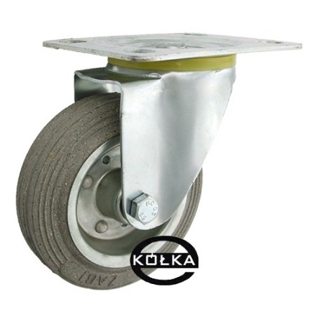 Koło fi. 100 mm metalowo-gumowe , skrętne N: 70kg szare / 12LS