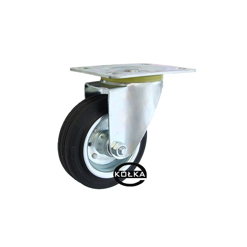 Koło fi. 100 mm metalowo-gumowe , skrętne N: 70kg / 12L