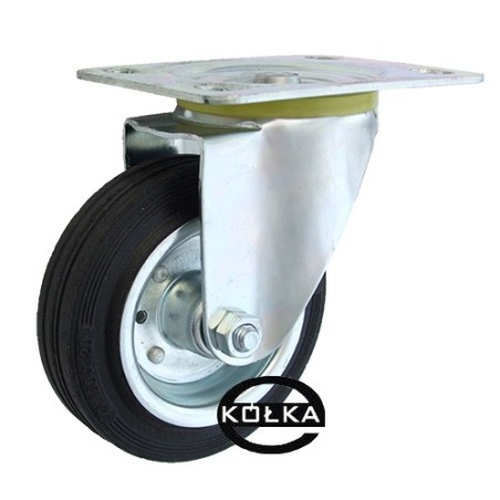 Koło fi. 100 mm metalowo-gumowe , skrętne N: 70kg / 12L