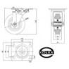 Koło fi. 100 mm metalowo-gumowe , skrętne N: 70kg / 12L