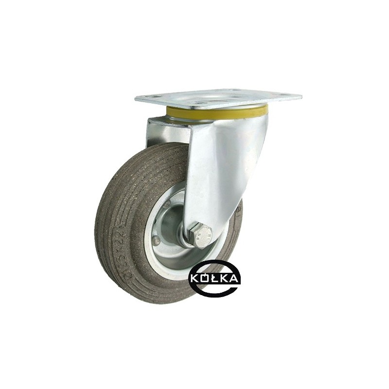 Koło fi. 125 mm metalowo-gumowe , skrętne N: 80kg szare / 22MS