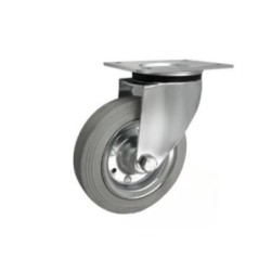 Koło fi. 160 mm metalowo-gumowe , skrętne N: 150kg szare / 42S