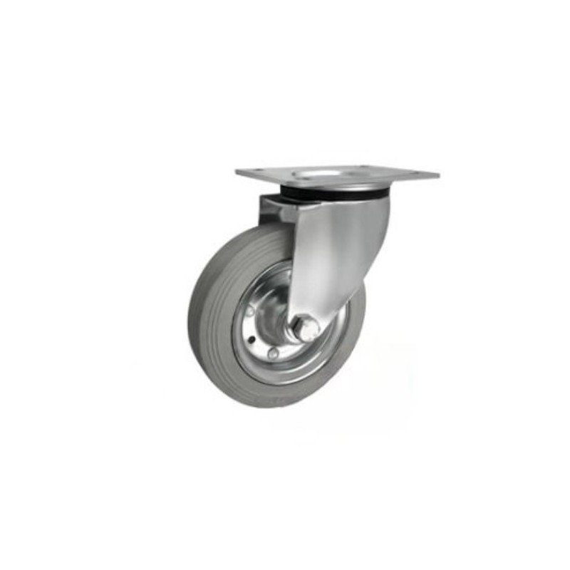 Koło fi. 160 mm metalowo-gumowe , skrętne N: 150kg szare / 42S