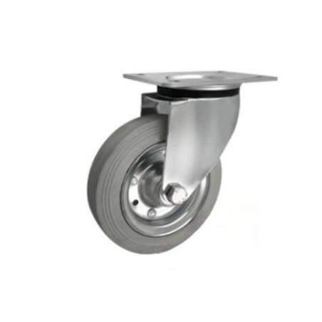 Koło fi. 160 mm metalowo-gumowe , skrętne N: 150kg szare / 42S