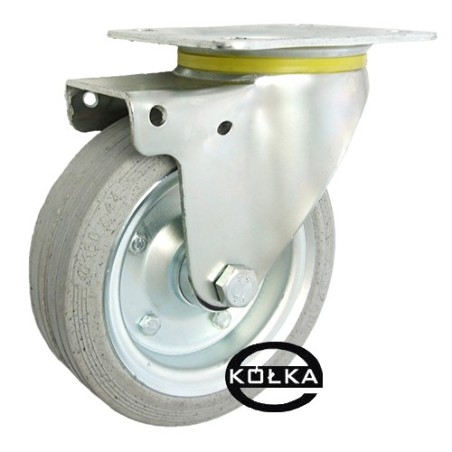 Koło fi. 160 mm metalowo-gumowe , skrętne N: 220kg szare / 42NSW