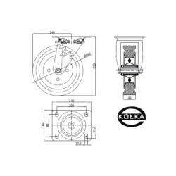 Koło fi. 180 mm metalowo-gumowe , skrętne N: 160kg / 52