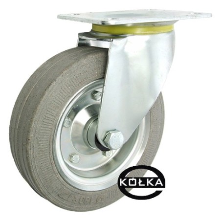 Koło fi. 180 mm metalowo-gumowe , skrętne N: 220kg szare / 52NS
