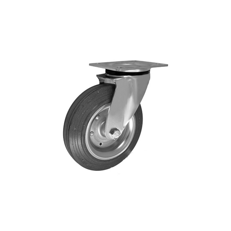 Koło fi. 200 mm metalowo-gumowe , skrętne N: 200kg szare / 62SW