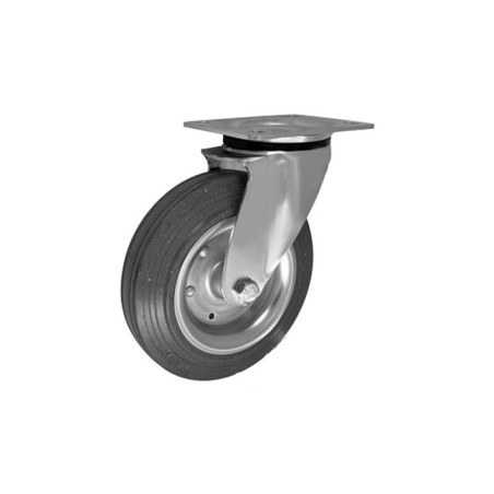 Koło fi. 200 mm metalowo-gumowe , skrętne N: 200kg szare / 62SW