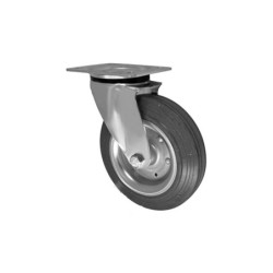 Koło fi. 200 mm metalowo-gumowe , skrętne N: 200kg szare / 62SW