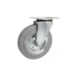 Koło fi. 200 mm metalowo-gumowe , skrętne N: 250kg szare / 62NS