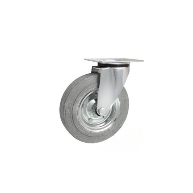 Koło fi. 200 mm metalowo-gumowe , skrętne N: 250kg szare / 62NS