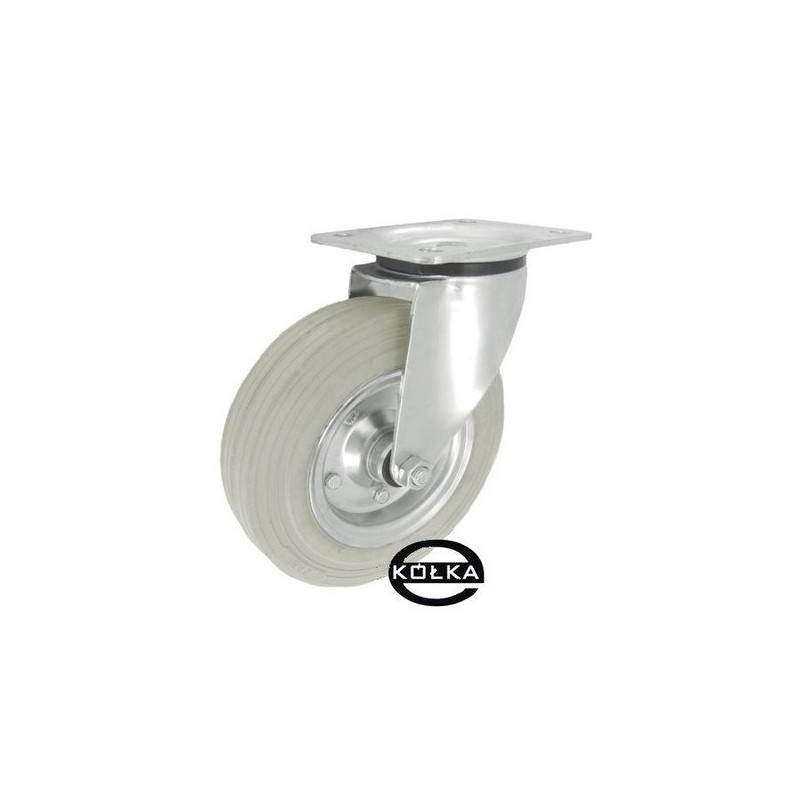 Koło fi. 200 mm metalowo-gumowe , skrętne N: 250kg szare / 62NSW