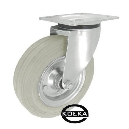 Koło fi. 200 mm metalowo-gumowe , skrętne N: 250kg szare / 62NSW