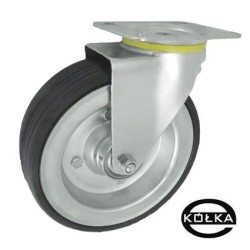 Koło fi. 225 mm metalowo-gumowe , skrętne N: 150kg / 82Ł
