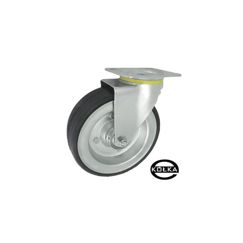 Koło fi. 225 mm metalowo-gumowe , skrętne N: 150kg / 82Ł