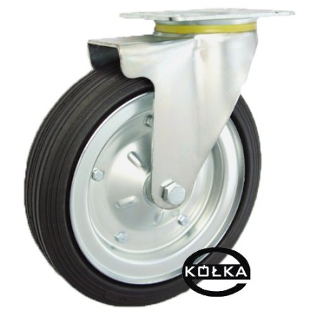 Koło fi. 250 mm metalowo-gumowe , skrętne N: 220kg / 92