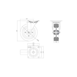 Koło fi. 250 mm metalowo-gumowe , skrętne N: 220kg / 92NNŁ