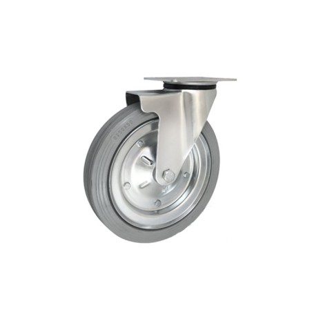 Koło fi. 250 mm metalowo-gumowe , skrętne N: 220kg szare /92ŁS
