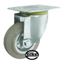 Koło fi. 125 mm metalowo-gumowe , skrętne N: 80kg szare / 22S