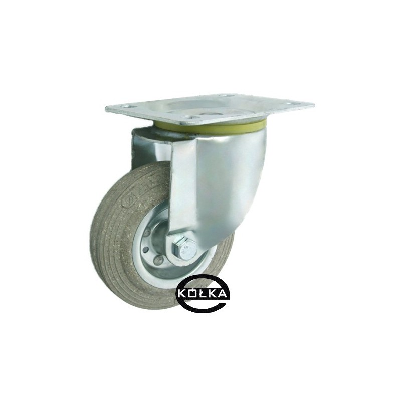 Koło fi. 125 mm metalowo-gumowe , skrętne N: 80kg szare / 22S