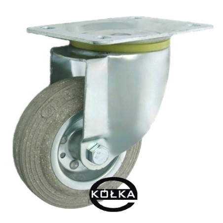 Koło fi. 125 mm metalowo-gumowe , skrętne N: 80kg szare / 22S