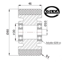 Koło fi. 80mm , N: 300kg, otwór 10mm / A1P